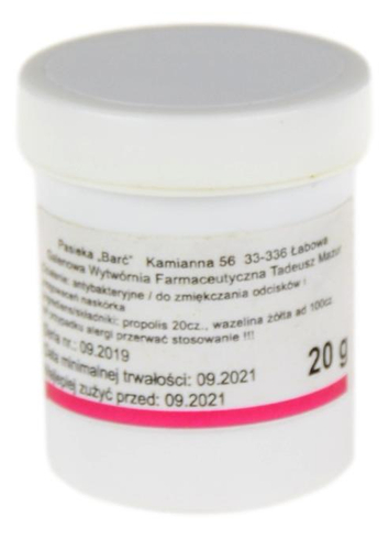 Maść propolisowa 20% 20g Pasieka BARĆ Kamianna