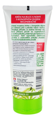 Krem regenerujący do rąk z olejem konopnym i lanoliną 200ml VIVACO