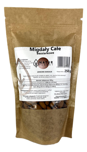 Migdały całe bezsiarkowe 250g NATUR PLANET