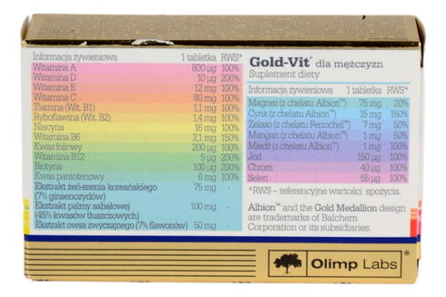 Gold-Vit dla mężczyzn 30 tabletek OLIMP
