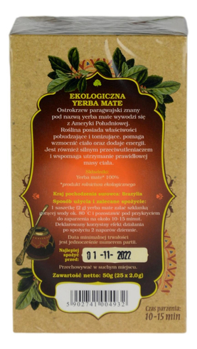 YERBA MATE Eko w saszetkach (25x2g) DARY NATURY