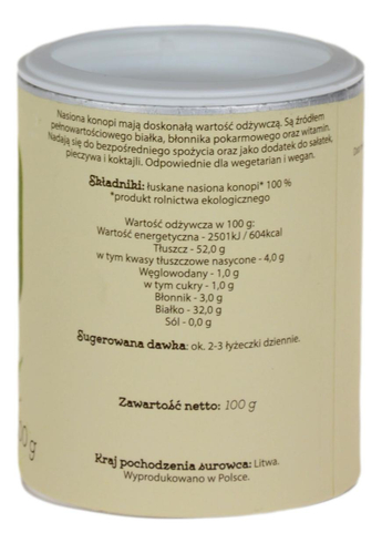 Nasiona konopi łuskane EKO 100g DARY NATURY