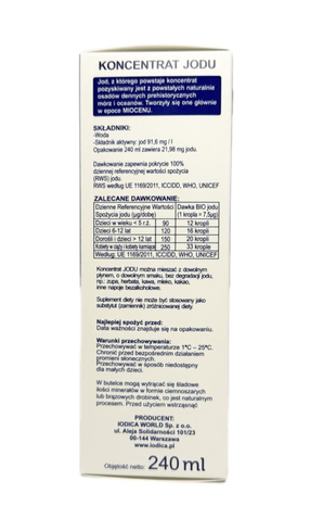 Naturalny koncentrat jodu 240ml Szkło IODICA
