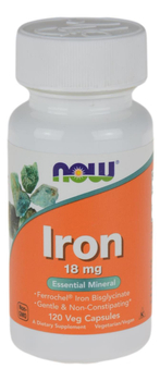Żelazo Iron 18mg 120 weg.kaps. NOW