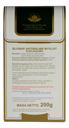 Błonnik naturalnie witalny 200g NATURA WITA
