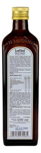 LenVitol Olej lniany budwigowy tłoczony na zimno 500ml OLEOFARM