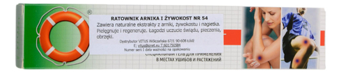 Żel Arnika i Żywokost na stłuczenia i zwichnięcia - Ratownik 54 - 50g DR RETTER