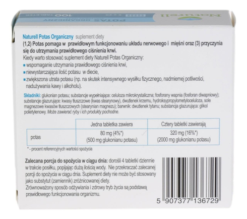 Potas organiczny 100 tabletek NATURELL