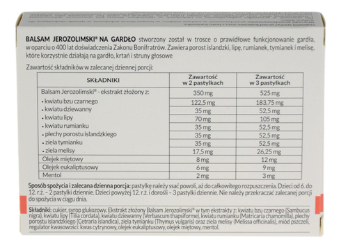 Balsam Jerozolimski na gardło PRODUKTY BONIFRATERSKIE