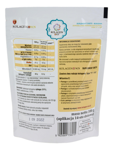 Kolagen NCN Rodzina (kolagen rybi + witamina C) - proszek 100g