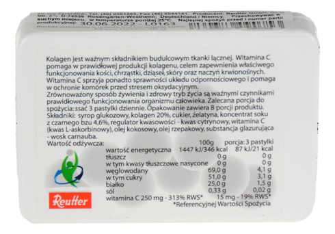 KolagenCito - Pastylki kolagenowe miękkie z witaminą C - 48g REUTTER