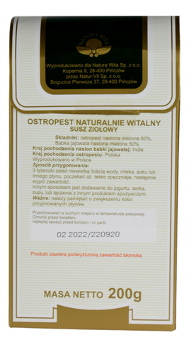 Ostropest naturalnie witalny mielony 200g NATURA WITA