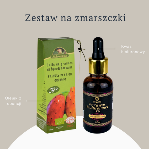 Zestaw na zmarszczki Olej z nasion opuncji figowej 30ml + Kwas hialuronowy 30 ml