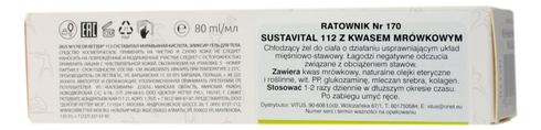 SUSTAVITAL 112 Kwas mrówkowy, chłodzący żel na stawy - Ratownik 170 - 80ml DR RETTER