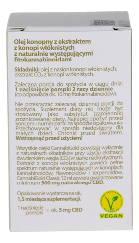CANNABIGOLD CLASSIC 500MG 5% (Olejek CBD) 12ml