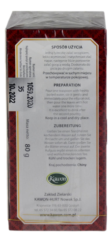 Herbata czerwona PU-ERH liściasta 80g KAWON