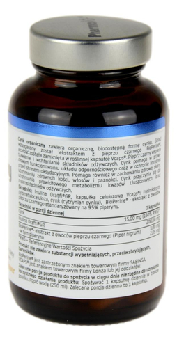 Cynk organiczny (Cytrynian cynku) 15mg 60kaps PHARMOVIT