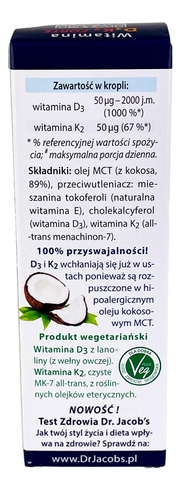 Witamina D3 + K2 w kroplach 20ml DR. JACOB'S