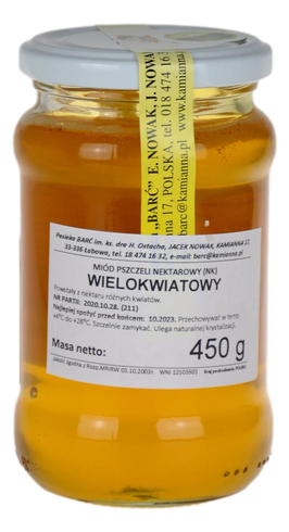 Miód wielokwiatowy 450g Pasieka BARĆ Kamianna