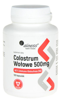 Colostrum Wołowe IG 40% 500mg 100 kapsułek ALINESS