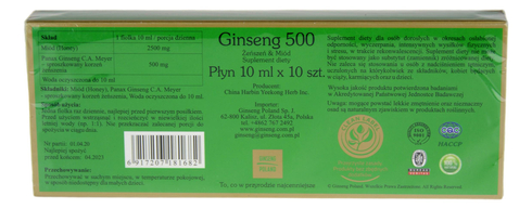 Ginseng 500 (Żeń-szeń, Miód) 10 fiolek x 10 ml