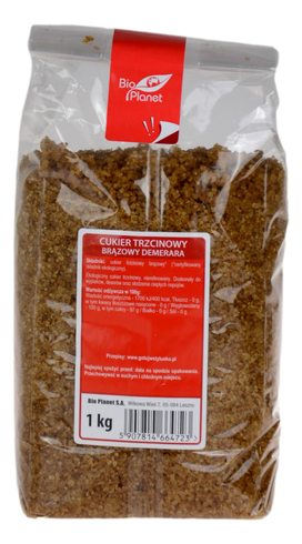 Cukier trzcinowy, brązowy, Demerara BIO 1000g BIO PLANET