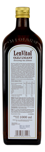 LenVitol Olej lniany budwigowy tłoczony na zimno 1000ml OLEOFARM
