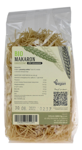 Makaron orkiszowy nitki luksusowe BIO 250g NIRO