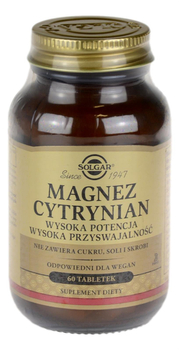 Magnez cytrynian 60 tabl. SOLGAR
