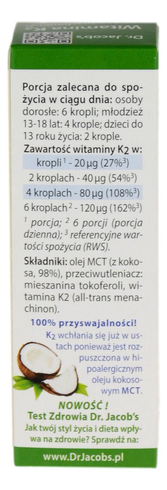 Witamina K2 w kroplach 20ml DR. JACOB'S