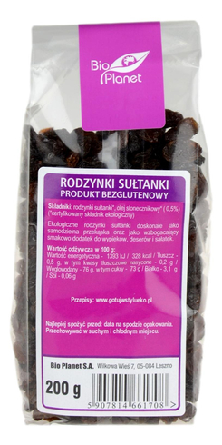 Rodzynki sułtanki BIO 200g BIO PLANET