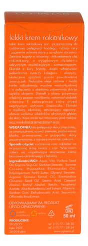 Lekki krem rokitnikowy 50ml SYLVECO