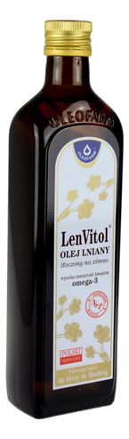 LenVitol Olej lniany budwigowy tłoczony na zimno 500ml OLEOFARM