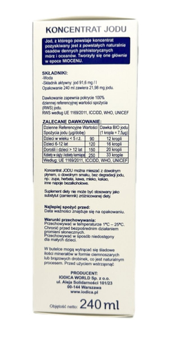 Naturalny koncentrat jodu 240ml Szkło IODICA
