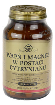 Wapń i Magnez 100 tabl. SOLGAR