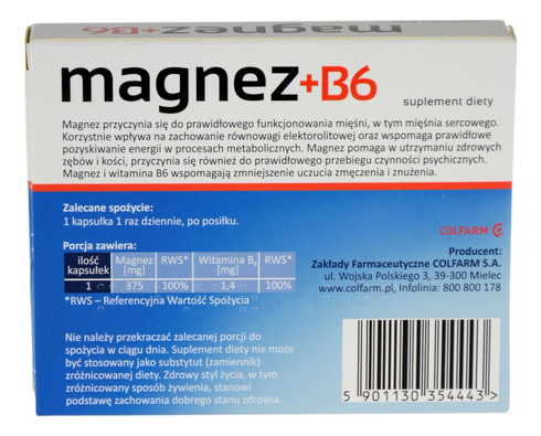 Magnez+B6 30 kapsułek COLFARM