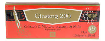 Ginseng 200 (Żeń-szeń, Mleczko pszczele, Miód) 10 fiolek x 10 ml