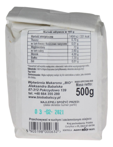 Mąka gryczana BIO 500g BIOBABALSCY