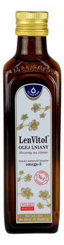 LenVitol Olej lniany budwigowy tłoczony na zimno 250ml OLEOFARM