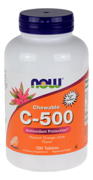 Witamina C-500 Chewable o smaku pomarańczowym 100 tab. NOW