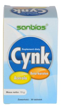 Cynk + acerola i beta karoten 30 tabletek SANBIOS