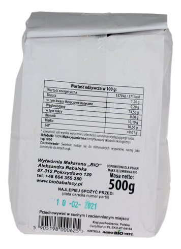 Mąka jęczmienna BIO 500g BIOBABALSCY