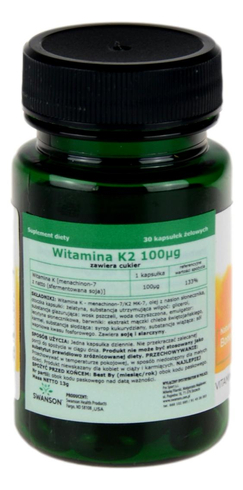 Witamina K-2 K2 MK-7 Naturalna 100mcg - 30 kaps SWANSON