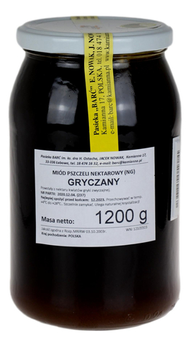 Miód gryczany 1,2kg Pasieka BARĆ Kamianna