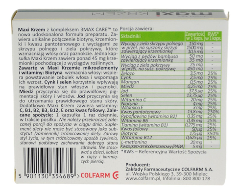Maxi Krzem 30 kapsułki COLFARM