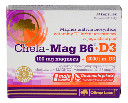 Chela-Mag B6 + D3 (Magnez + Witamina B6 + Witamina D3) 30 kapsułek OLIMP