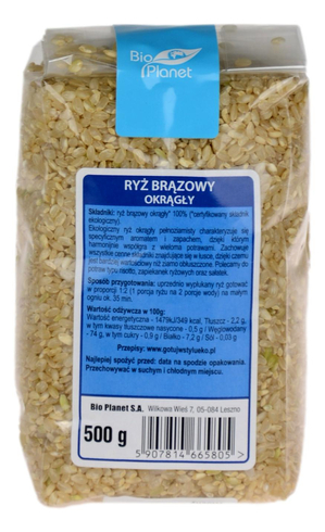 Ryż brązowy okrągły BIO 500g BIO PLANET