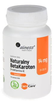 Naturalny BetaKaroten 14 mg (Witamina A) 100tabl ALINESS