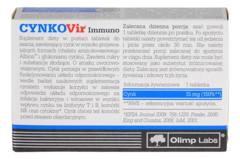 CYNKoVir Immuno - Cynk do ssania na odporność - 30 tabletek OLIMP