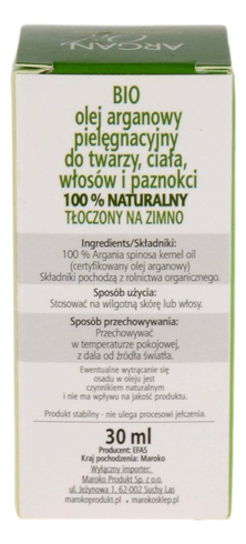Olej Arganowy BIO, ECOCERT 30ml EFAS MAROKO